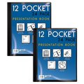 Better Office Products Presentation Book, 12-Pocket, Black, W/Clear View Front Cover, 8.5in. x 11in. Sheets, 2PK 32014